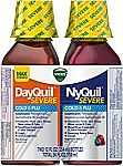 2-Pk Vicks NyQuil/DayQuil Severe Cold & Flu Liquid (12oz) $11