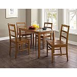 Mainstays 5-Piece Dining Set, Walnut Finish and Solid Wood Seats $63