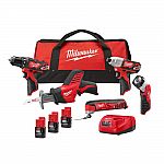Milwaukee M12 12V Li-Ion Cordless Combo Kit (5-Tool) $199