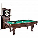 Barrington 90" Ball and Claw Leg Billiard Pool Table + Cue Rack and Dartboard Set $340