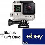 GoPro HERO4 Black Camera Refurbished + $20 eBay Gift Card $220
