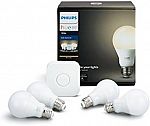 Philips Hue White Smart Bulb Starter Kit (4 A19 Bulbs & 1 Bridge, Compatible w/ Amazon Alexa, Apple HomeKit and Google Assistant) $60 (orig. $100)