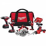 Milwaukee M18 18-Volt Lithium-Ion Cordless Combo Kit (5-Tool) $279 (50% Off) & More