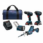 Bosch 18-Volt Lithium-Ion Cordless Drill/Driver Combo (4-Tool) $169 (55% Off)