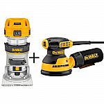 DEWALT 1.25 HP Compact Router + 5" Orbital Sander $119