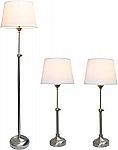 Elegant Designs 3-pc. Lamp Set (Brushed Nickel) $35 (Save 65%)