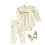 3-Piece Bon Bebe Newborn Girl Outfit Set (Bodysuit, Pants & Sneaker) $7 (Was $16)