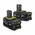 2-Pack Ryobi 18-Volt Lithium-Ion 4Ah Battery $49.50