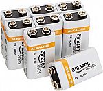 AmazonBasics 9 Volt Everyday Alkaline Batteries, 8 Count $1.59
