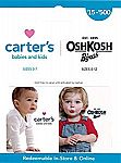 $50 Carter's/OshKosh B’gosh Gift Card $40, $50 Happy Gift Card (Buffalo Wings & More) $42.50