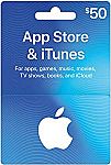 $50 App Store & iTunes Gift Cards $42.50, $50 Atom Tickets Gift Card $40