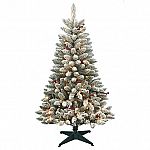 4.5' Pre-Lit Redwood Berry Flocked Pine w/200 Clear Lights $30 and more