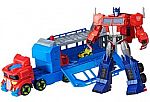 Playskool Heroes Transformers Rescue Bots Flip Races Optimus Prime Race Track Trailer $25