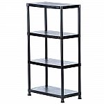 HDX 4-Shelf 15 in. D x 28 in. W x 52 in. H Black Plastic Storage Shelving Unit $20