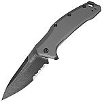 Kershaw Link Grey Aluminum Blackwash Serrated Knife $21