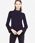 Extra 40% off purchase, Embellished Mock Neck Sweater $12, Satin Flare Skirt $12 and more