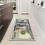 Siesta Kitchen Collection 100 Dollar Bill Design Multi 1 ft. 10 in. x 4 ft. 5 in. Rug Runner $14.34