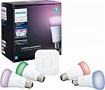 Philips - Hue White and Color Ambiance A19 LED Starter Kit + 2 Google Home Mini $175