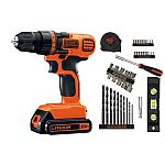 BLACK+DECKER 20-Volt MAX Lithium Ion Cordless Drill with 44-Piece Project Kit $40 (Save $30) + Free Shipping