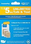 FreedomPop 12-Month Prepaid Plan LTE 3-in-1 SIM Card Kit $50 and more