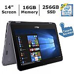 ASUS 14'' VivoBook Flip Laptop, Intel Core (i7-7500U, 16GB Memory, 256GB SSD) $750