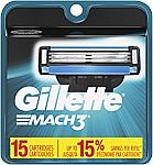 15 Count Gillette Mach3 Men’s Razor Blade Refills $19.49