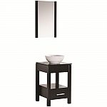 Maranella Atala 19 in. Vanity in Espresso with Tempered Glass Vanity Top in Espresso and Mirror $99