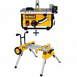 DEWALT 15 Amp 10 in. Compact Job Site Table Saw with Site-Pro Modular Guarding System with Bonus Rolling Table Saw Stand $349 and more