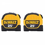 DEWALT 25 ft. Tape Measure (2-Pack) $12 