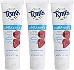 3-pk of 4.2-oz Tom's of Maine Natural Fluoride Free Children's Toothpaste (Silly Strawberry) $8.60 or Less