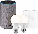Echo (2nd Generation) + SmartThings Hub + 2 Element Smart Bulbs $115