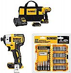 Dewalt 20V MAX Cordless Lithium-Ion 1/2 inch Compact Drill Driver Kit + Speed Impact Driver + Screwdriving Set $162