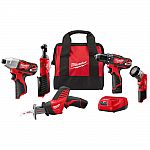 Milwaukee M12 12-Volt Lithium-Ion Cordless Combo Kit (5-Tool) with (2)1.5Ah Batteries, Charger and Tool Bag $149