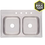Kindred Essential 22-in x 33-in Stainless Double-Basin Stainless Steel Drop-In Commercial/Residential Kitchen Sink $3.36 (90% off) YMMV