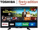 Toshiba 50-inch 4K Ultra HD Smart LED TV with HDR - Fire TV Edition  $290