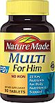 90-Count Nature Made D3-22 Multi For Him Vitamin Tablets $2.70