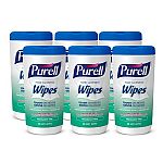 6-Pac Purell Hand Sanitizing Wipes Fragrance Free, 40 Count Canister $6.34