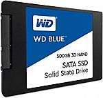 WD Blue 3D NAND 500GB PC SSD - SATA III 6 Gb/s 2.5"/7mm Solid State Drive $77 