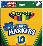 Crayola Classic Markers, Broad Line, 10/Box $0.97