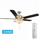 Hampton Bay Holly Springs 52 in. LED Smart Ceiling Fan Kit & WINK Remote Control $115 & More + Free Shipping