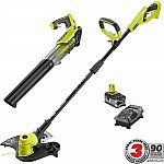 Ryobi ONE+ 18V Li-Ion Cordless String Trimmer/Edger and Jet Fan Blower Combo Kit w/ Battery/Charger $109
