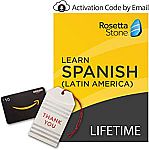 Rosetta Stone: Learn Spanish (Latin America) [Lifetime Online/Mobile Access - Digital Code] + Amazon.com $10 Gift Card $179 (42% Off)