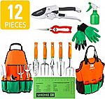 UKOKE Garden Tool Set, 12-Pc Aluminum Hand Tool Kit $28.04