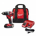 Milwaukee M18 18V Compact Cordless 1/2 in. Drill/Driver Kit W/ (1) 2.0 Ah Battery, Charger & Tool Bag $99 & More