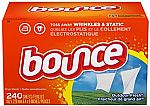 240-Count Bounce Fabric Softener and Dryer Sheets, Outdoor Fresh $5.54