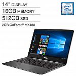 ASUS ZenBook UX430UN 14" 1080p Laptop: Intel Core i7-8550U, 16GB Momory, 512GB SSD, 2GB GeForce MX150 $900