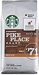 6-Pack of 12-oz Starbucks Pike Place Roast Coffee Medium Roast Whole Bean Coffee $24