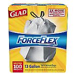 100-Count 13-Gallon Glad ForceFlex Drawstring Trash Bags $10.40