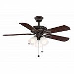 Hampton Bay Glendale 42" LED Indoor Oil-Rubbed Bronze Ceiling Fan with Light Kit $42.97 and more