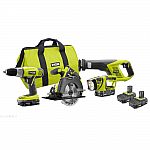 RYOBI 18-Volt ONE+ 4-Tool Super Combo Kit with 4 batteries $149.99